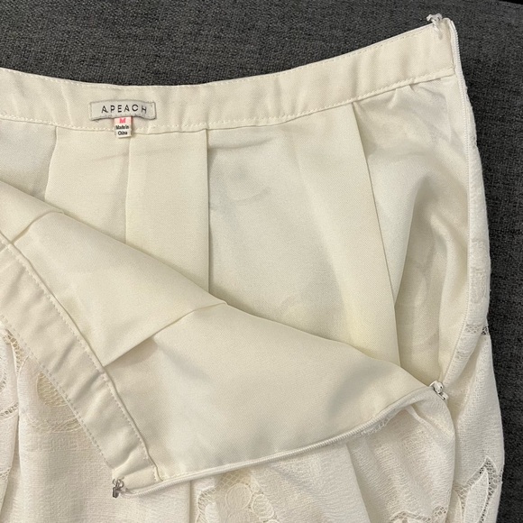 A. Peach Floral Lace Midi Skirt A-Line Size M White Milkmaid Bridal Modest Angel - Picture 11 of 16